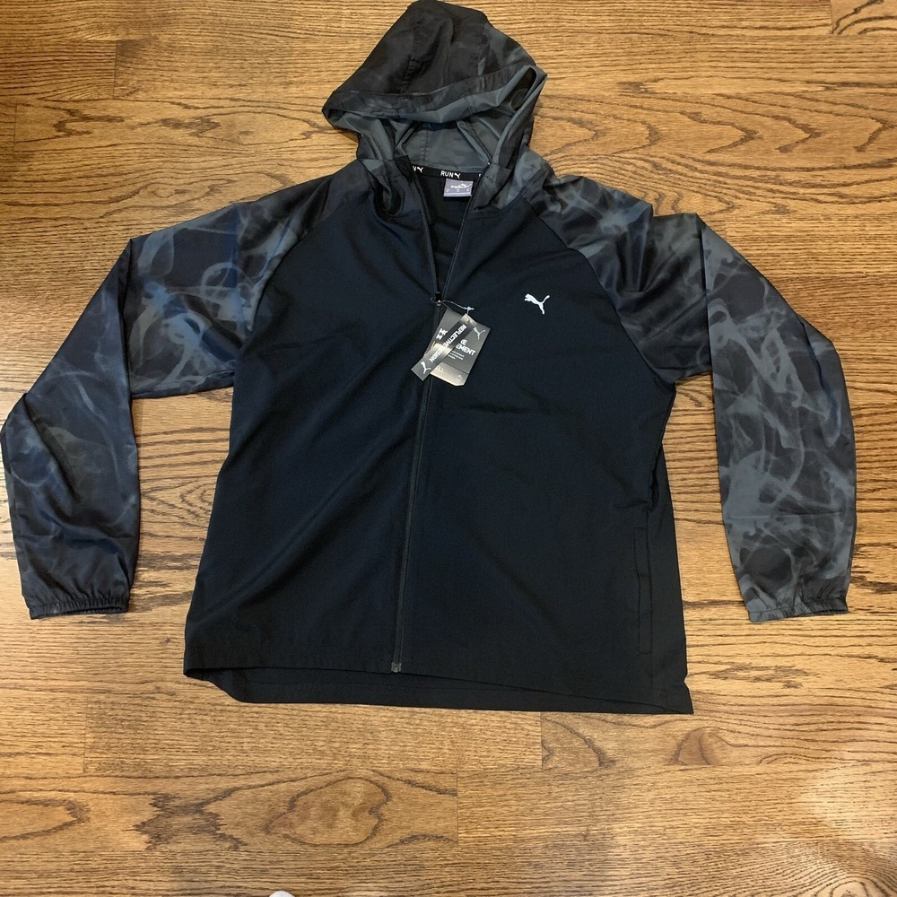 Puma AOP Favorite Woven Full Zip Women's Black Sweat Jacket Size XL 523390 01